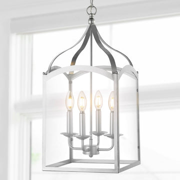 Ruth 11" Traditional Classic Lantern Metal/Glass LED Pendant - JONATHAN Y